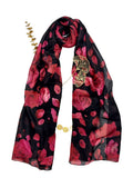 Romantic Classic Rose Hijab - Black and Red Modest Scarf for Women-LNR260003