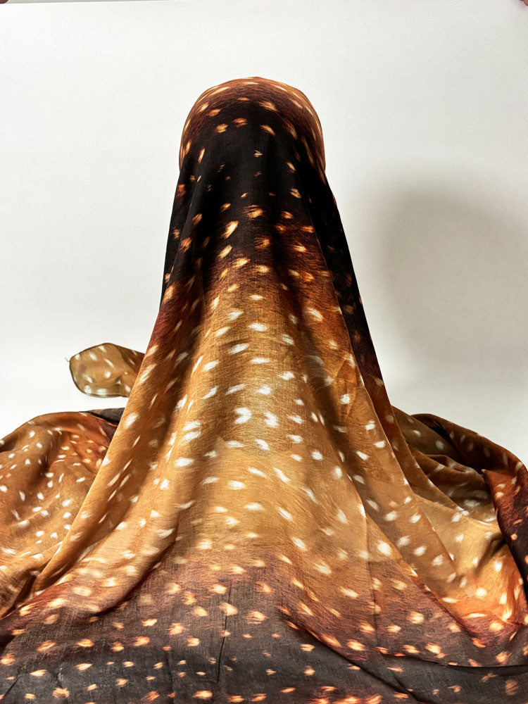 Exotic Deer Spotted Hijab - Brown and Caramel Modest Scarf for Women-LNR260005