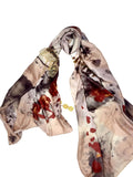 Abstract Ink Splash Hijab - Beige and Rust Modest Scarf for Women-LNR260004