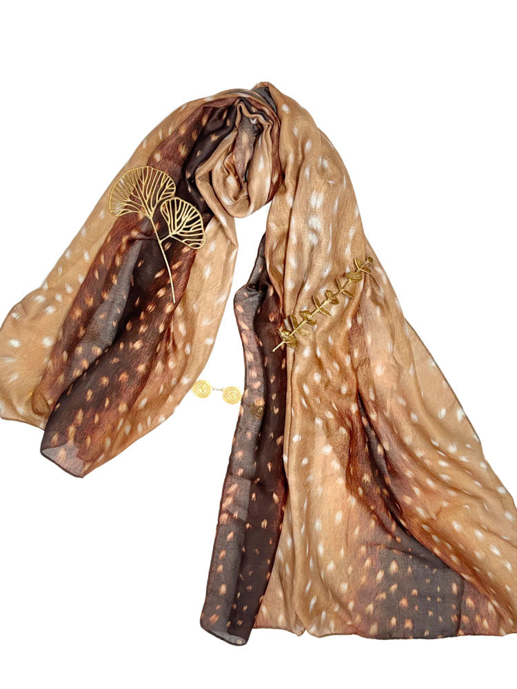 Exotic Deer Spotted Hijab - Brown and Caramel Modest Scarf for Women-LNR260005